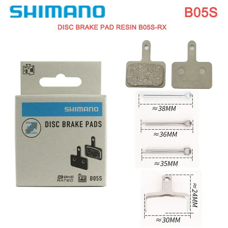 SHIMANO-Pastillas de freno de disco B05S para bicicleta de montaña, B05S-RX de resina, forma ancha, aptas para ALIVIO MT200 MT400 Series, piezas originales