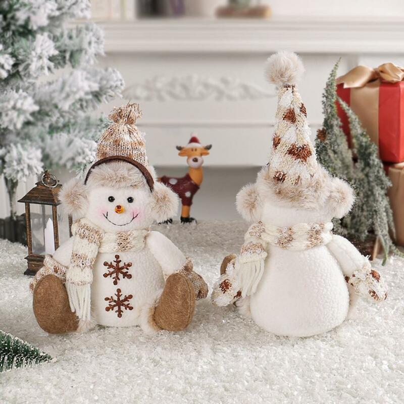 Cute Home Decoration Holiday Cheer Decoration Soft Stuffed Snowman Doll Adorable Christmas Ornament Photo Prop for Kids Girls
