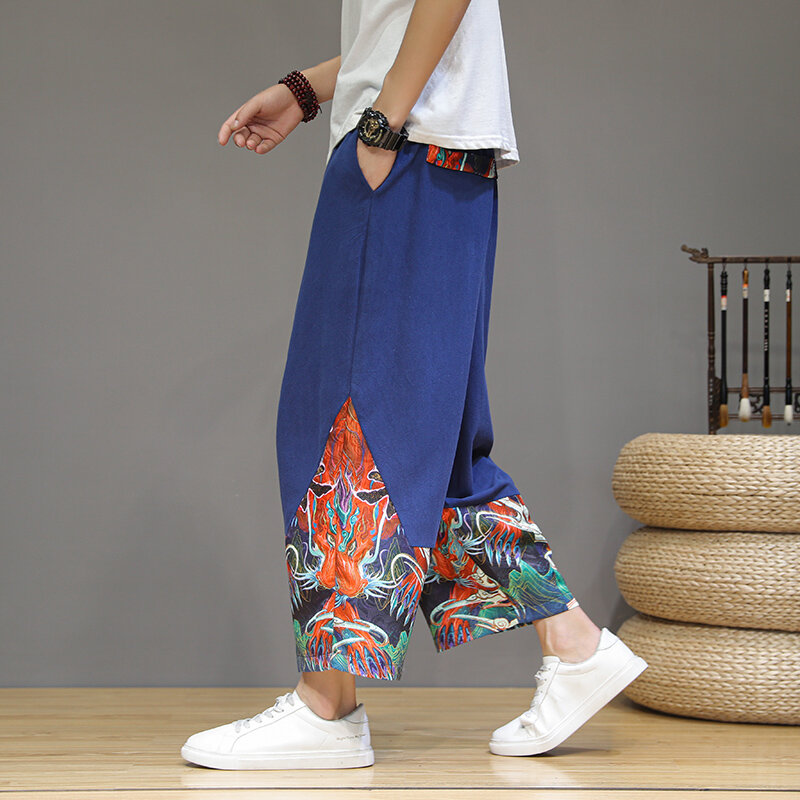 Streetwear celana Harem pria, Bawahan kasual Jogging lurus, musim semi musim panas Vintage ukuran besar 5XL