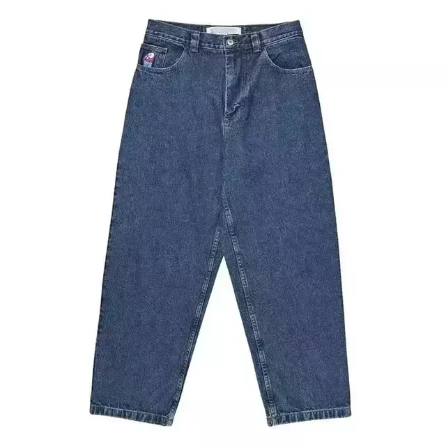Синие мешковатые джинсы в стиле ретро для скейтборда, уличная одежда BigBoy с вышивкой и высокой талией, Модные баскетбольные брюки Y2K для пар, одежда