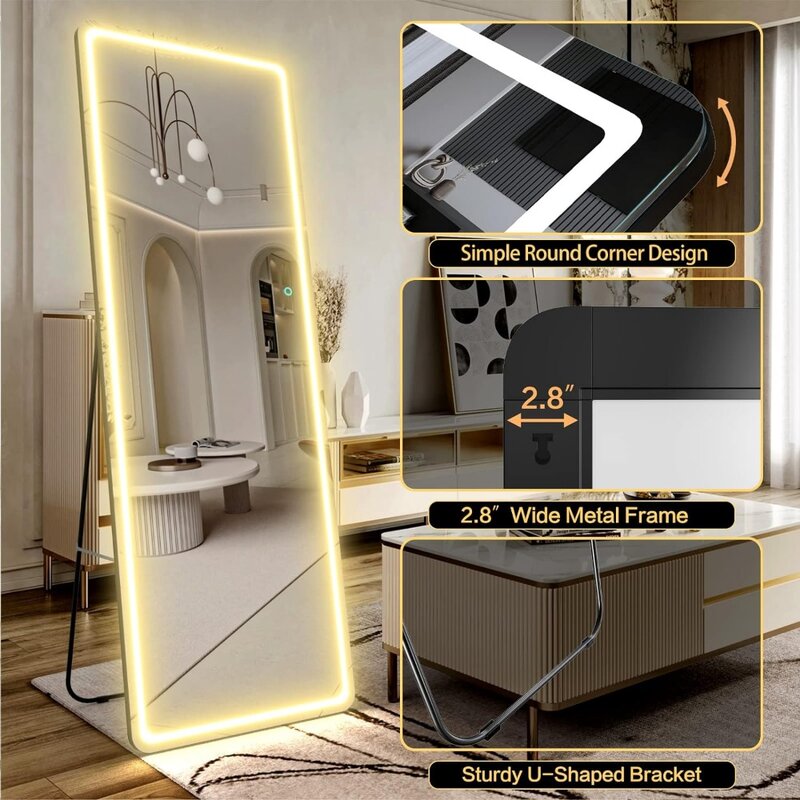 Wall Mounted Hanging Mirror With Lights Makeup Vanity Mirror Living Room Furniture Home