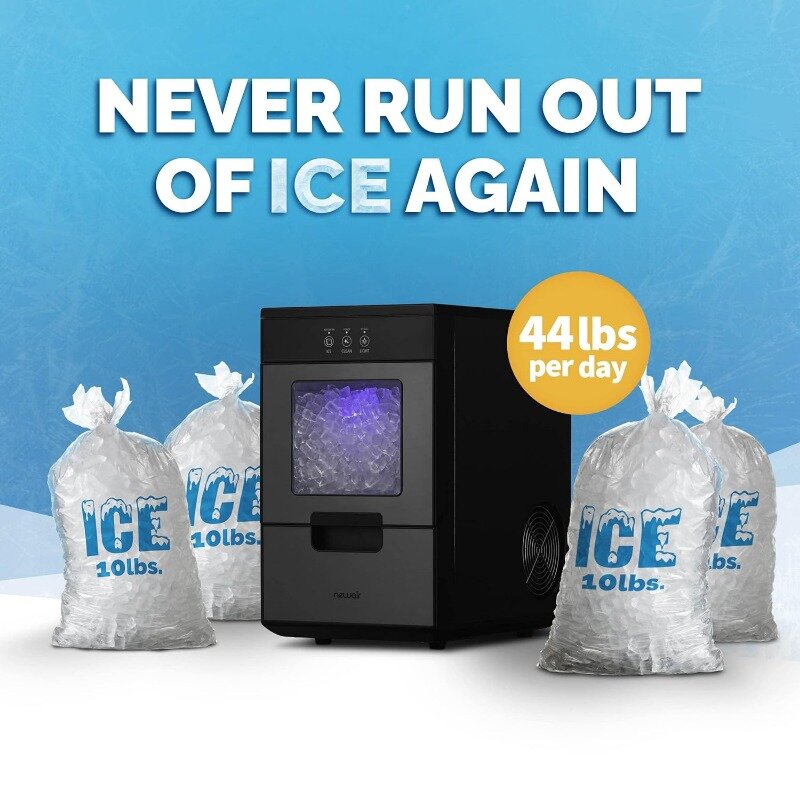 Newair 44lb. Nugget-máquina de hielo para encimera con función de autolimpieza, depósito de agua recargable