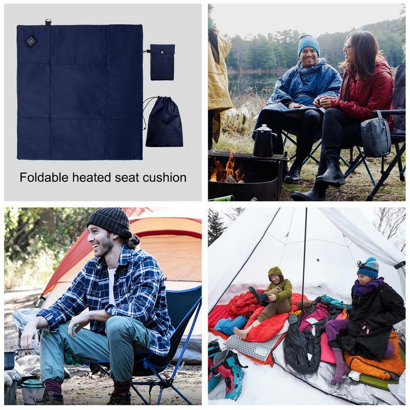 Almofadas de assento elétricas recarregáveis, almofadas de cadeira, confortáveis para se sentar, necessidades quentes para viajar e acampar, inverno