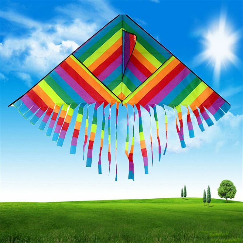 Cerf-volant coule en polyester, 1 pièce, facile à voler, pour enfants, parents, en plein air, triangle, arc-en-ciel, jouets volants