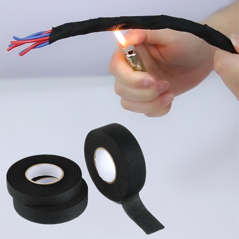 Paquete de cableado de terciopelo negro, cinta eléctrica ignífuga, tela adhesiva, arnés de telar, 15m, 30mm, 25mm, 19mm, 15mm, 9mm