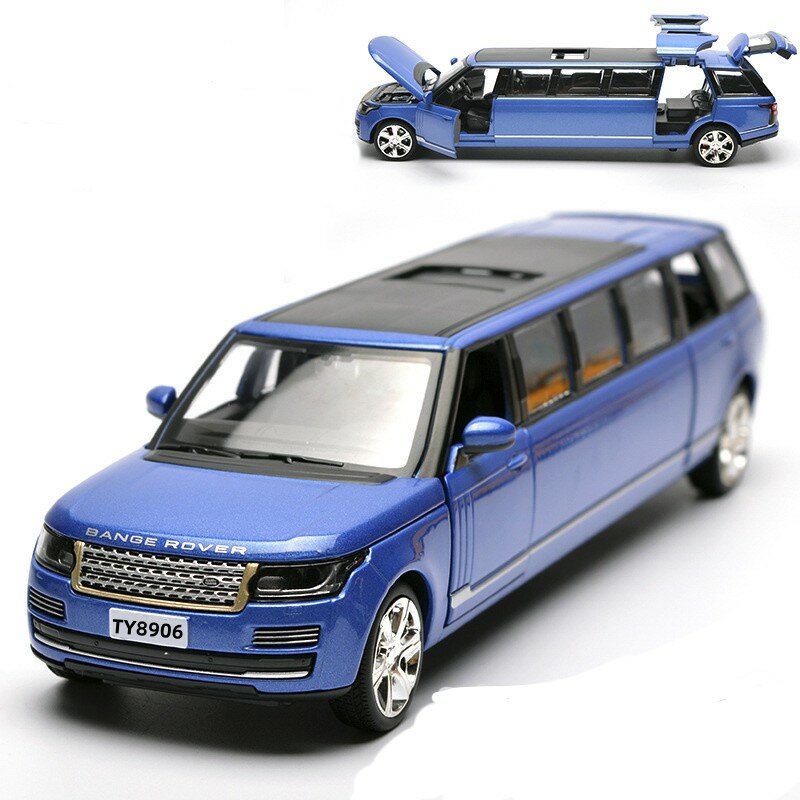 1:32 Simulatie Land Range Rover Verlengen Legering Limousine Metalen Diecast Auto Model Trek Flashing Musical Kinderen Speelgoed Jongens Gift