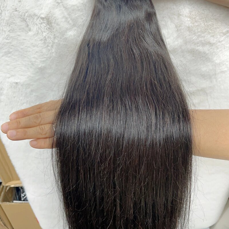 100% rambut manusia grosir grosir Natural tidak diproses bundel Virgin mengepang lurus massal bundel ekstensi rambut hitam alami