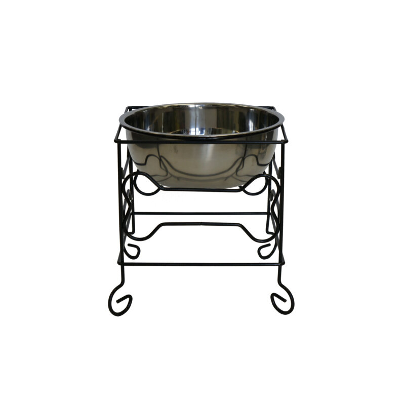 YML ferro forjado Stand com aço inoxidável único, alimentador Bowl