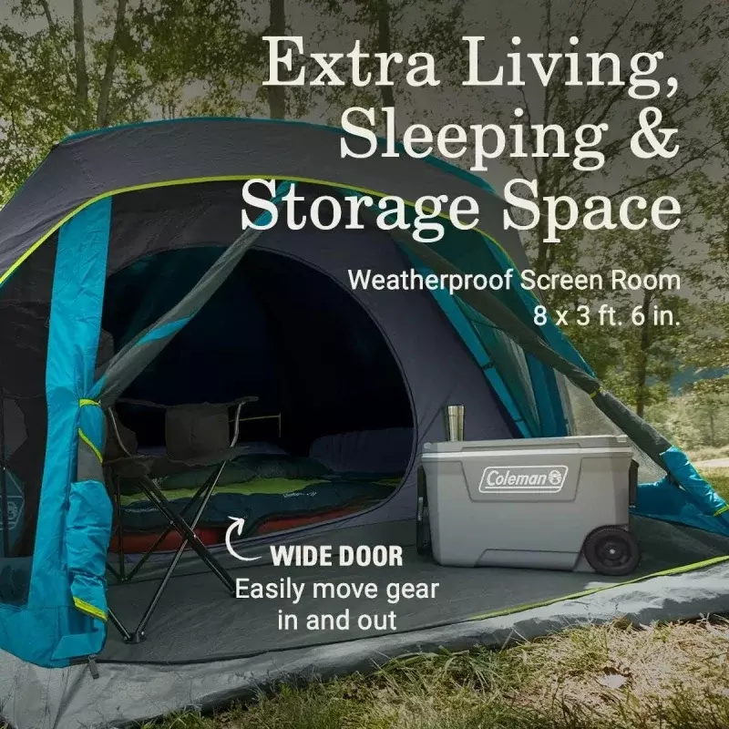콜맨 스카이돔 캠핑 텐트, 암실 기술, 스크린 베란다, 비바람에 견디는 4/6 사람 텐트, 햇빛 90% 차단