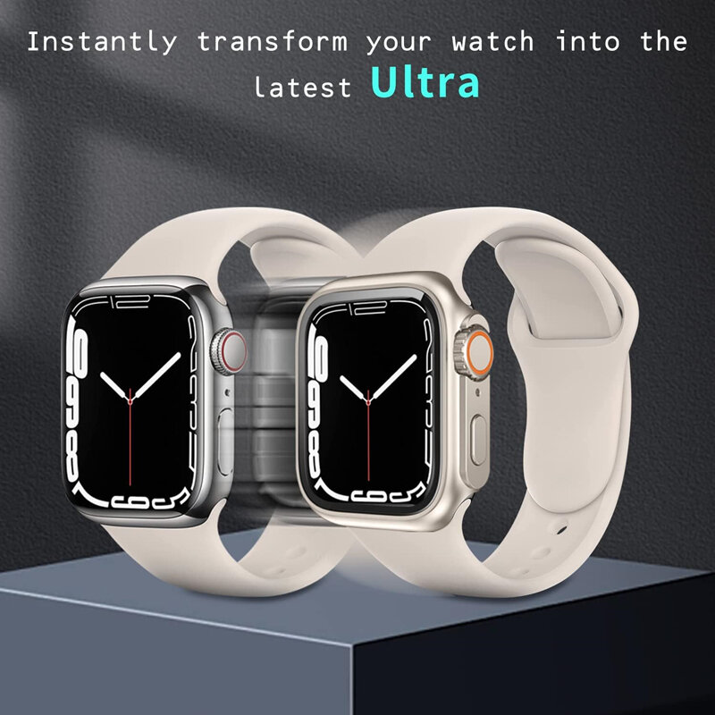 Casing pelindung layar untuk Apple Watch, 44mm 45mm 40mm 41mm PC keras Bumper depan belakang untuk iwatch 9 8 7 6 5 4 perubahan ke Ultra