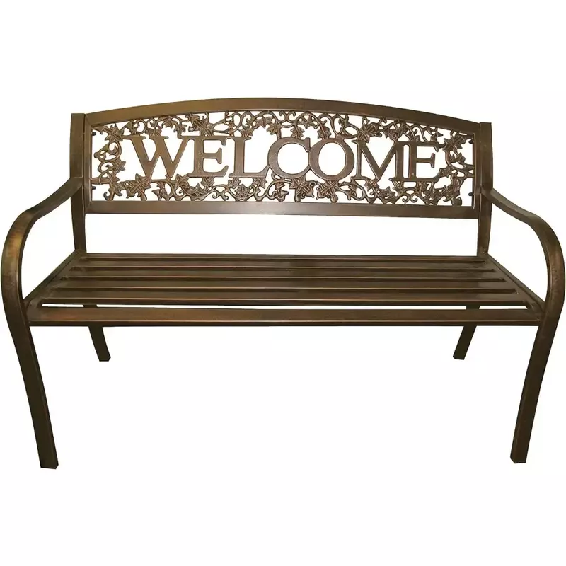 Patio Benches, TX94101 Metal Welcome Outdoor Bench,  Welcome Patio Benches