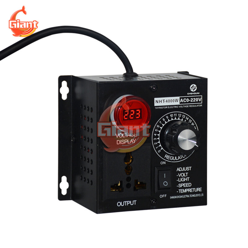 AC 220V 4000W regulador de voltaje portátil de velocidad ajustable regulador de tensión compacto variable controlador de voltaje