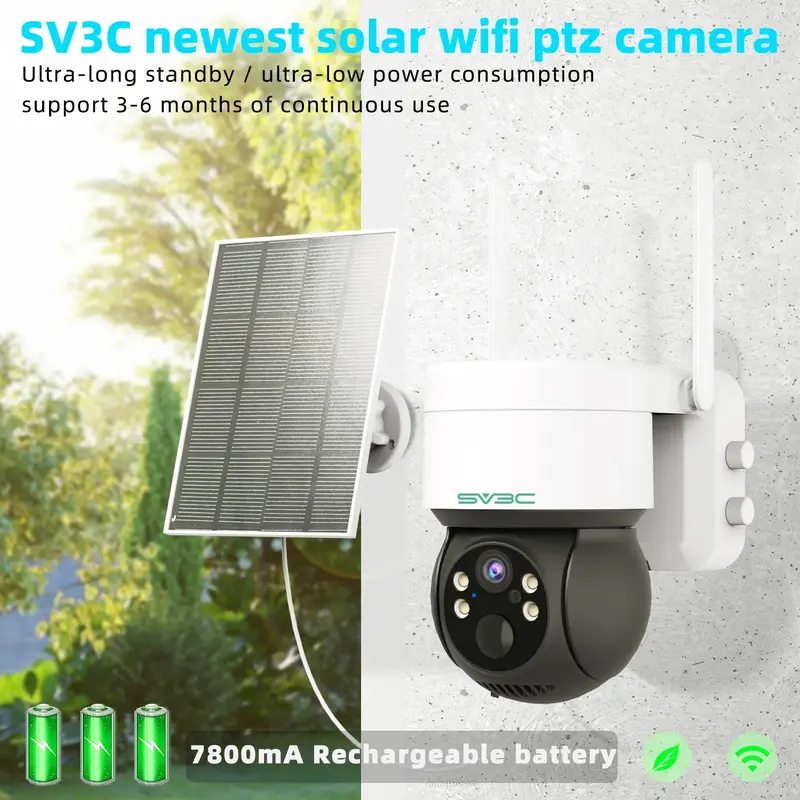 ICSEE-Outdoor Câmera Solar de Segurança com Painel Solar, CCTV IP sem fio, bateria recarregável, Wifi Dome, 7800mA