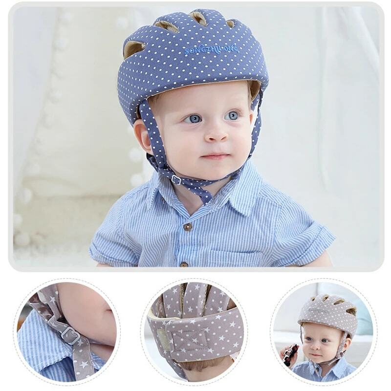 Chapéu de algodão ajustável para criança, capacete de segurança do bebê Kids Head Protection Chapéus, boné infantil aprendendo a andar no crash