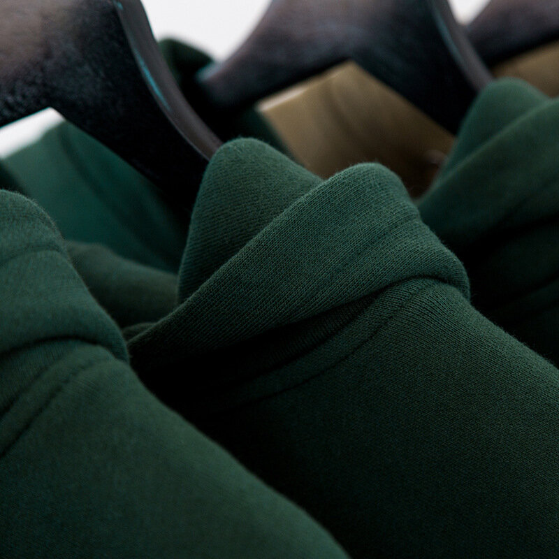 MRMT 2024 남성용 헤비 수평 직조 단색 양털 후드 스웨터, 250g, 쿨 톤, 신제품
