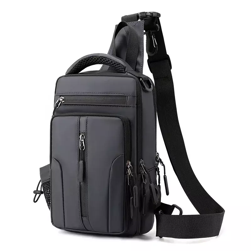 Bolso cruzado de moda para hombre, mochila multidireccional de un hombro, bolsa de pecho impermeable, bolsa de pecho portátil con carga USB
