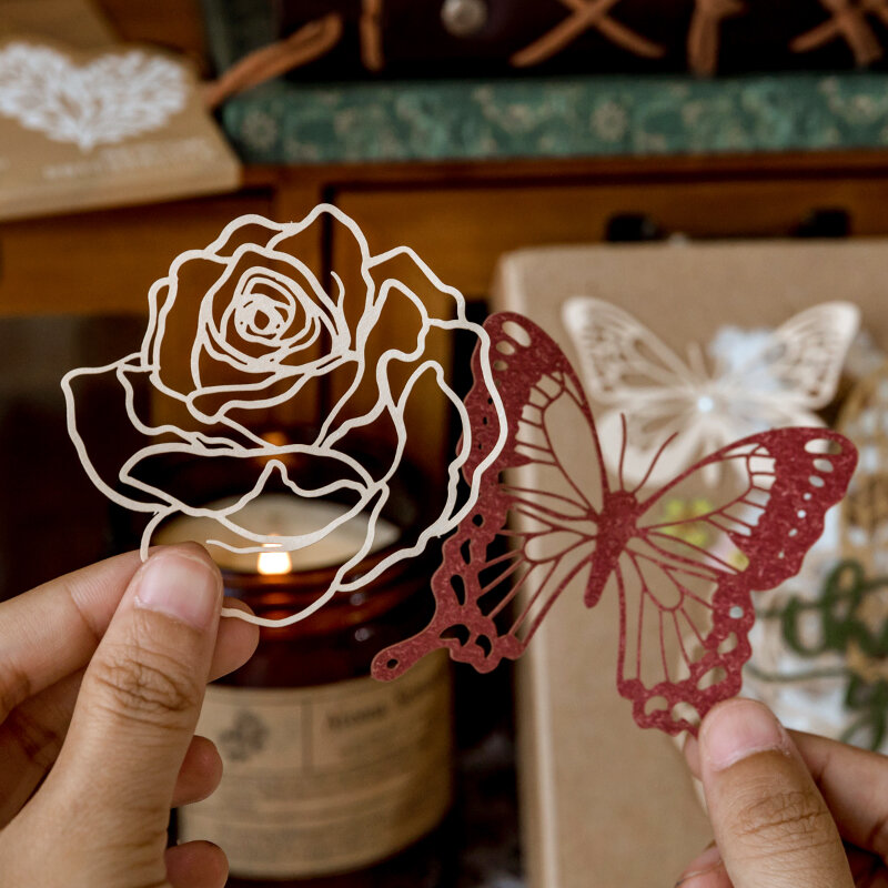植物と蝶の形をした10個のカードのパック,英語の造花カード,クリエイティブなDIYアカウント