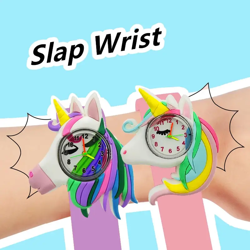 1-16 Years Old Kids Slap Watches Cartoon Shark Unicorn Baby See Time Toy Children Watch for Boys Girls Christmas Gift Clock