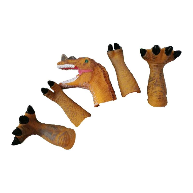 5Pcs Dinosaur Finger Puppets Toys Cartoon Decorations Bath Animal Heads Finger Toys for Children Early Educational