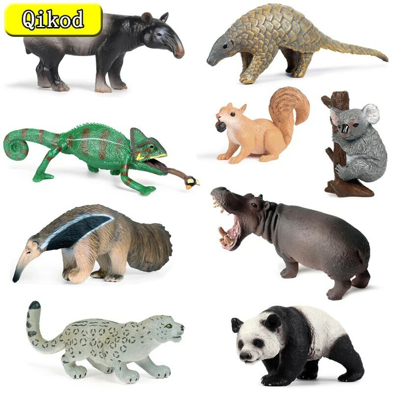 Modèle de figurine d'action en PVC pour enfants, jouets de collection, cadeaux d'animaux de la jungle sauvage, zoo, Tapir malaisien, fourmilier, Koala, Pang CristPVC