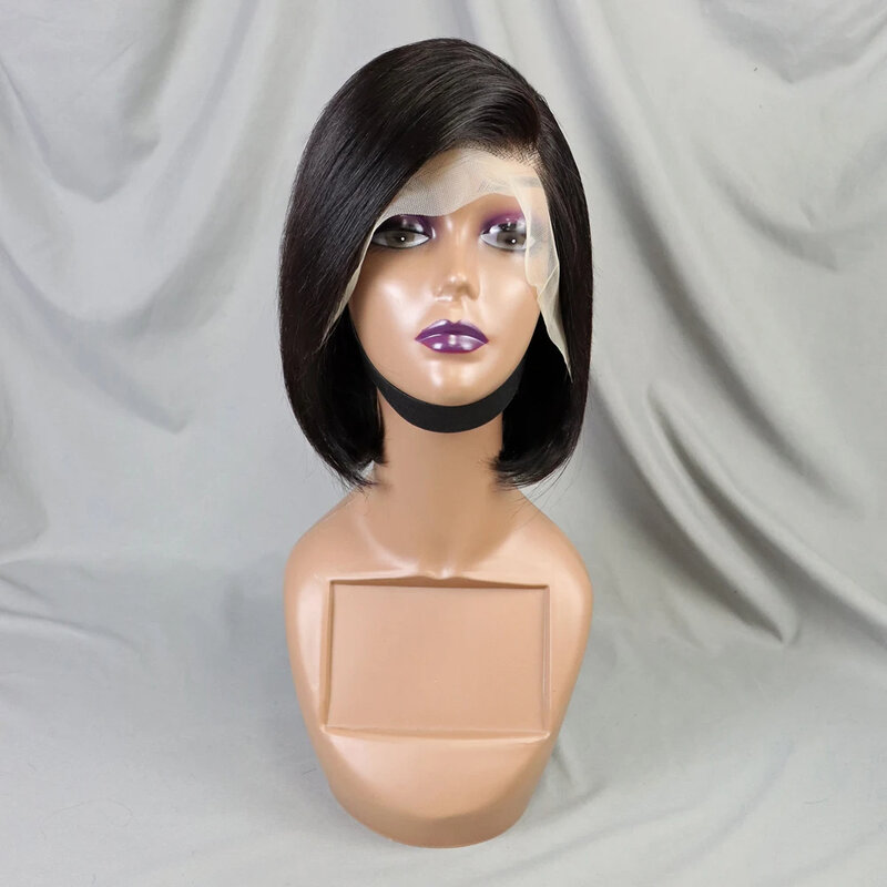 Pixie Cut Wig Transparent Lace 13x4 Lace Wig Prepluck Brazilia Human Hair Human Hair Wigs for Women Straight Short Bob Wig