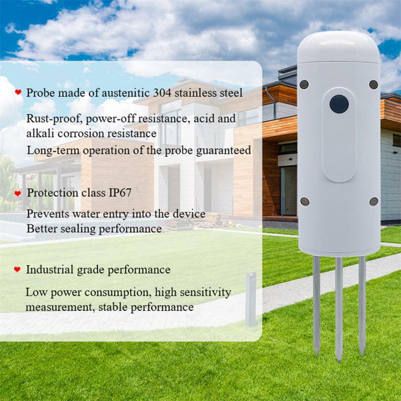 Monitor de plantas para exteriores, medidor de temperatura del suelo, probador de humedad, Sensor de automatización de jardín, Detector de riego TUYA