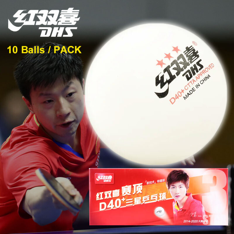 Bolas de tênis de mesa dhs 3 estrela d40 + abs novo material 10 pcs/pacote bolas de ping pong originais com costura ittf aprovado