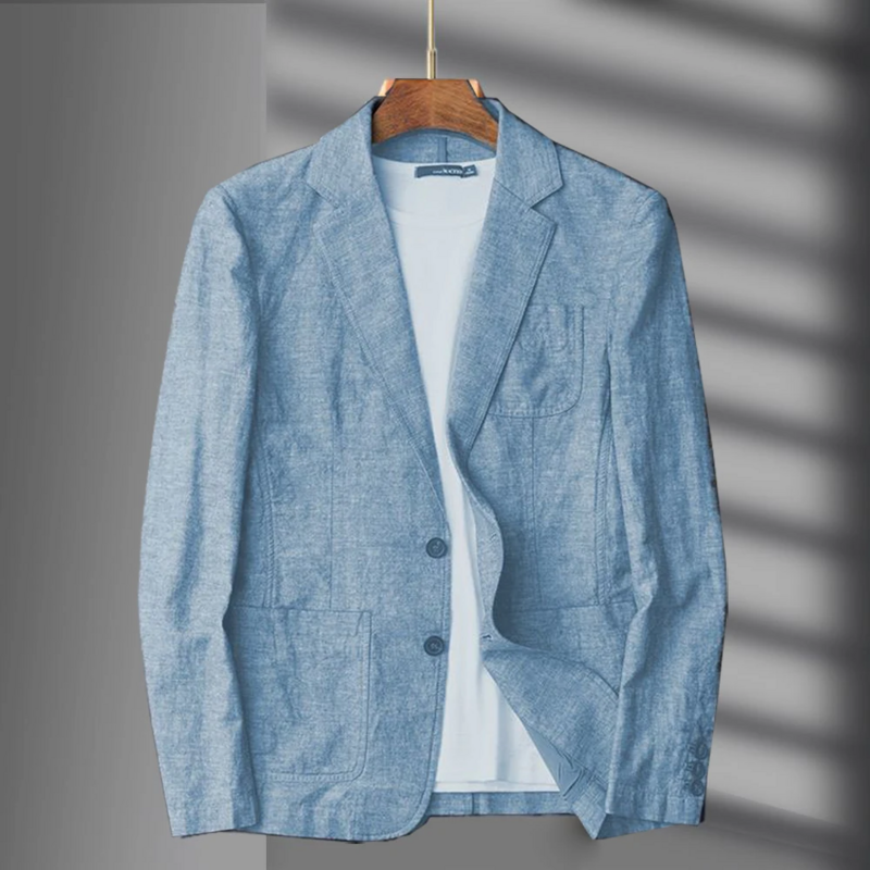 Blazer de linho masculino, terno casual, jaqueta única azul-marinho e preto, negócio novo para primavera e outono