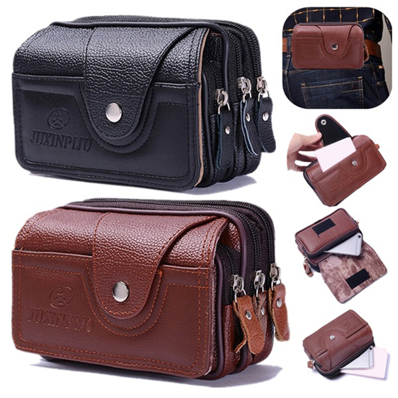 Vintage Waist Pack Multi-Function PU Leather Phone Coin Waist Bag Vintage Unisex The Belt Outdoor Small Wallet Men Women New