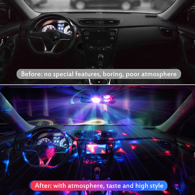 Lumières de fête LED USB de voiture, boule de fête familiale portable, lumière colorée, lampe à effet de scène de club de bar, lumière de téléphone portable, européen