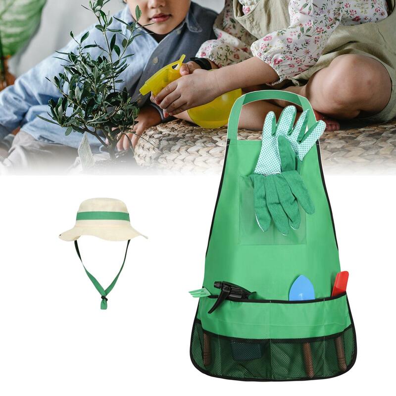 Mini Spade Gloves Apron Garden Pretend Toy Dress up Costumes Little Gardeners Set for Kindergarten Kids Children Boys Girls