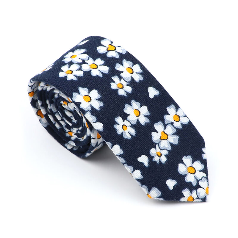 Novo floral padrão de pássaro gravata para homem feminino algodão estreito magro artesanal cravat casual impresso pescoço gravata uso diário presente acessório