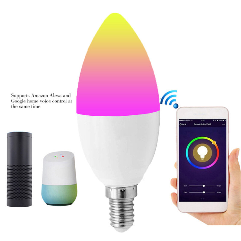 CORUI-bombilla de vela inteligente Tuya Zigbee E14 E12, lámpara LED RGBCW de 5W, Control remoto Smartthings, Compatible con Alexa y Google Home