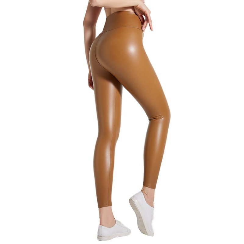 PU Leather Thick Winter Leggings Casual Elastic Add Thin Velvet Velvet Leggings Ankle-Length High Waist Women Pants Women