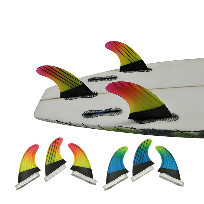 UPSURE-aletas de surf FCS 2, pestañas dobles, 2 aletas M, 3 piezas por juego, fibra de vidrio en forma de panal
