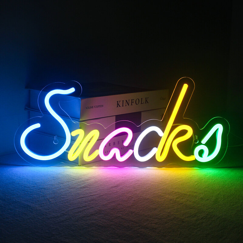 Закуски Noen светодиодная настенная лампа с разноцветными буквами эстетическое комнатное украшение для дня рождения, бара, клуба, магазина еды, декоративное освещение с USB