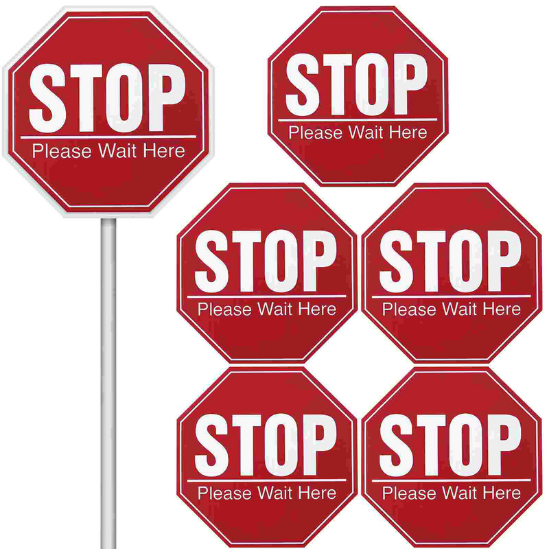 Toyvian Stop Sign 스티커 벽 데칼, 버스 정류장 사인 바닥 스티커, 교실 접착 바닥 데칼, 사회적 거리두기, 8x8 인치