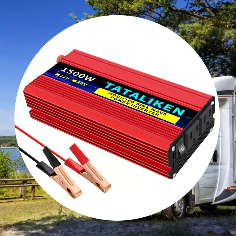 Powerful 1500W Vehicle Power Inverter with 12V to 110V US Standard Socket - Universal Portable Transformer for Vehicle and Marin