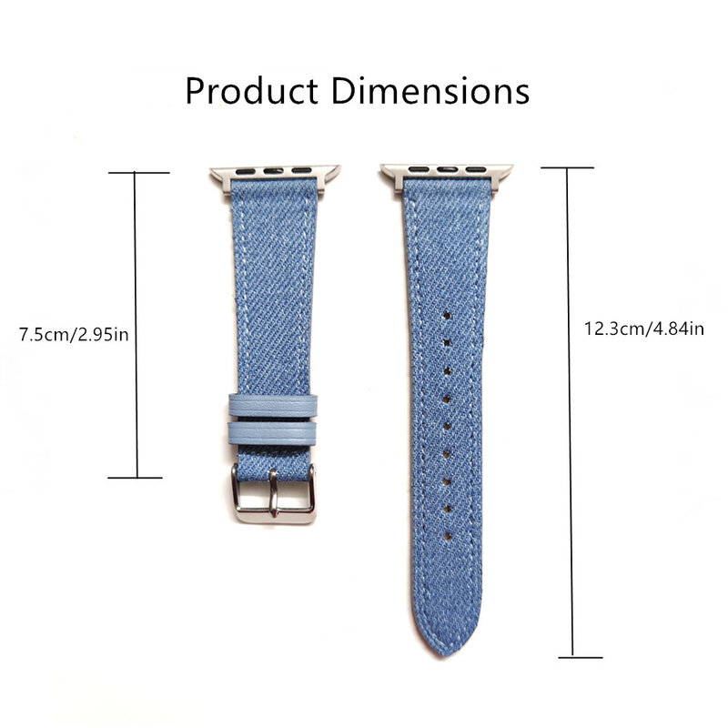 Tali kulit kain Denim untuk Apple Watch, gelang 38/40/41mm 7 8 9 untuk Iwatch 6 SE 5 49Ultra 3 2 42/44/45mm Cor