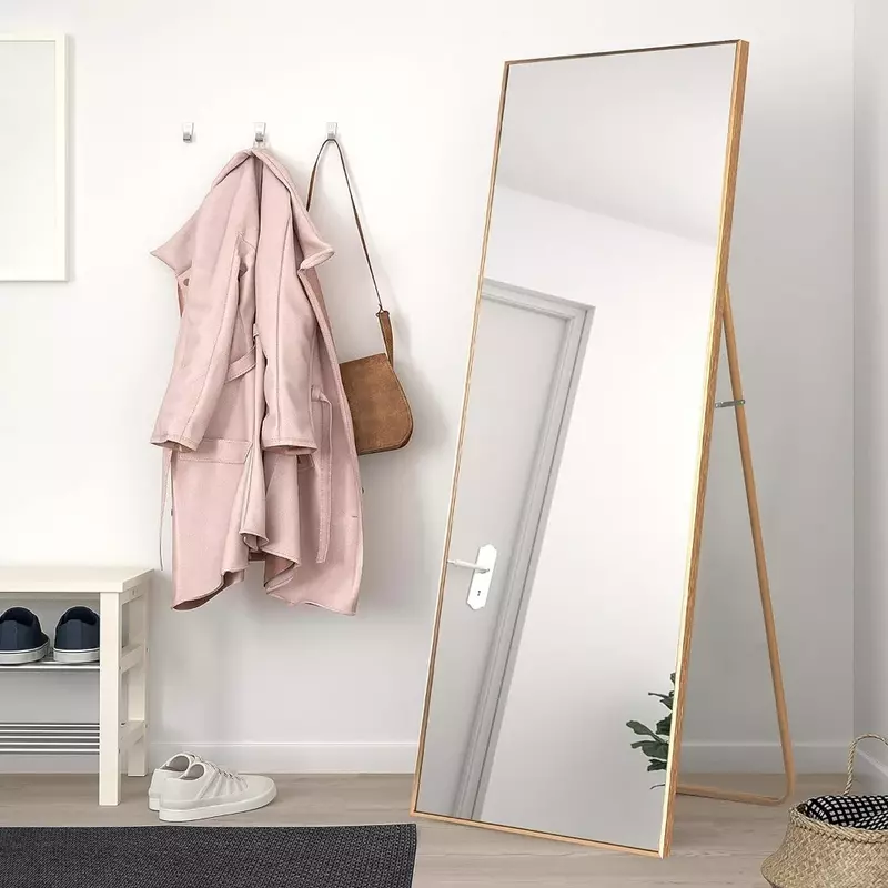 Espejo de longitud completa para dormitorio, marco de aleación de aluminio, de pie, colgante o inclinado, cuerpo, muebles de sala de estar, Envío Gratis