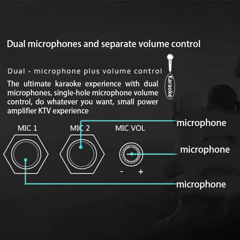 200W cyfrowa płyta wzmacniacz Stereo Bluetooth Subwoofer podwójny mikrofon wzmacniacze Karaoke dla 8-12 głośników Cal wtyczka US
