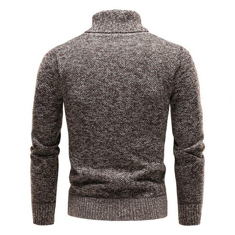 Cozy Men Pullover Men Half Turtleneck Sweater Stylish Men's Half-high Collar Knitted Sweater Warm Slim Fit for Fall/winter