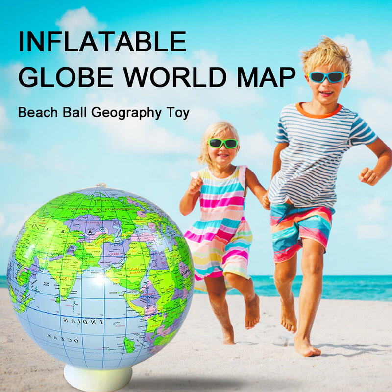 12/14/16 Inch Inflatable World Map Ball Beach Volleyball Game Globe Educational Planet Earth Geography Toys Ocean Kid Learning