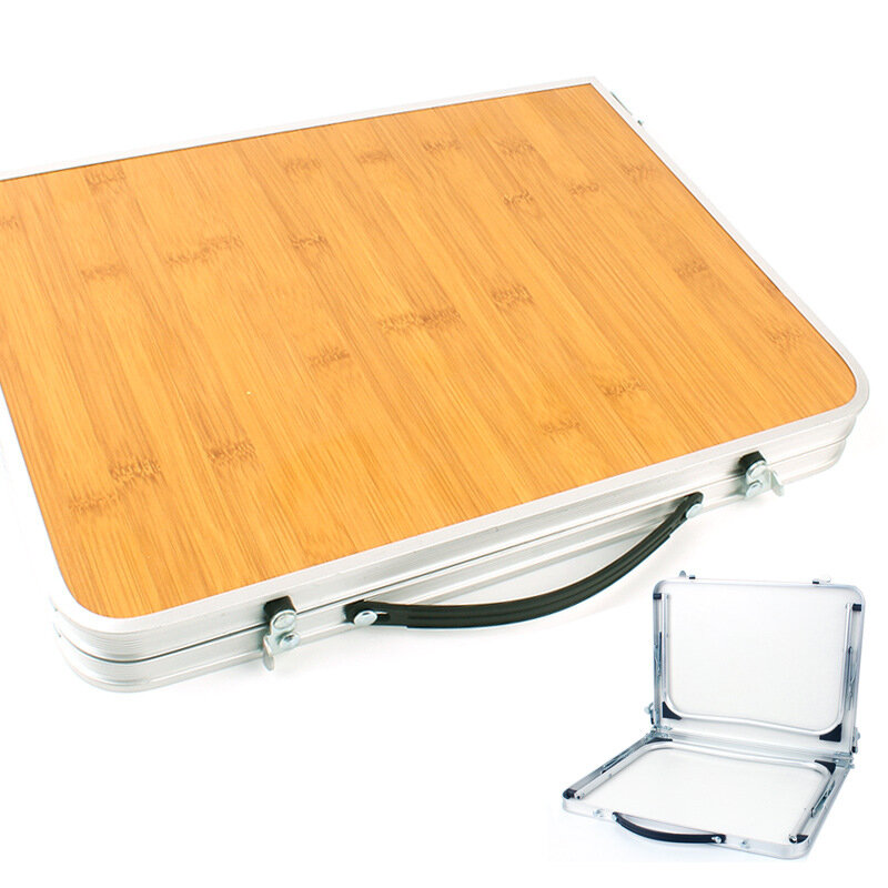 Table de pique-nique en bois de bambou, table pliante portable, table d'ordinateur portable, meubles simples, camping en plein air