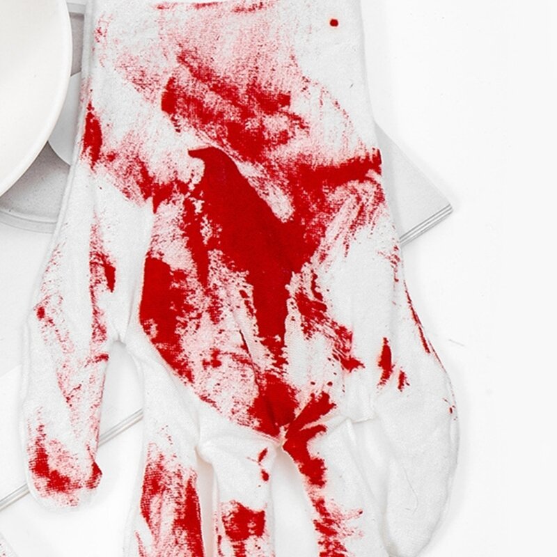 Sarung Tangan Cetak Noda Darah Cosplay Halloween Gelap untuk Kostum Mendebarkan