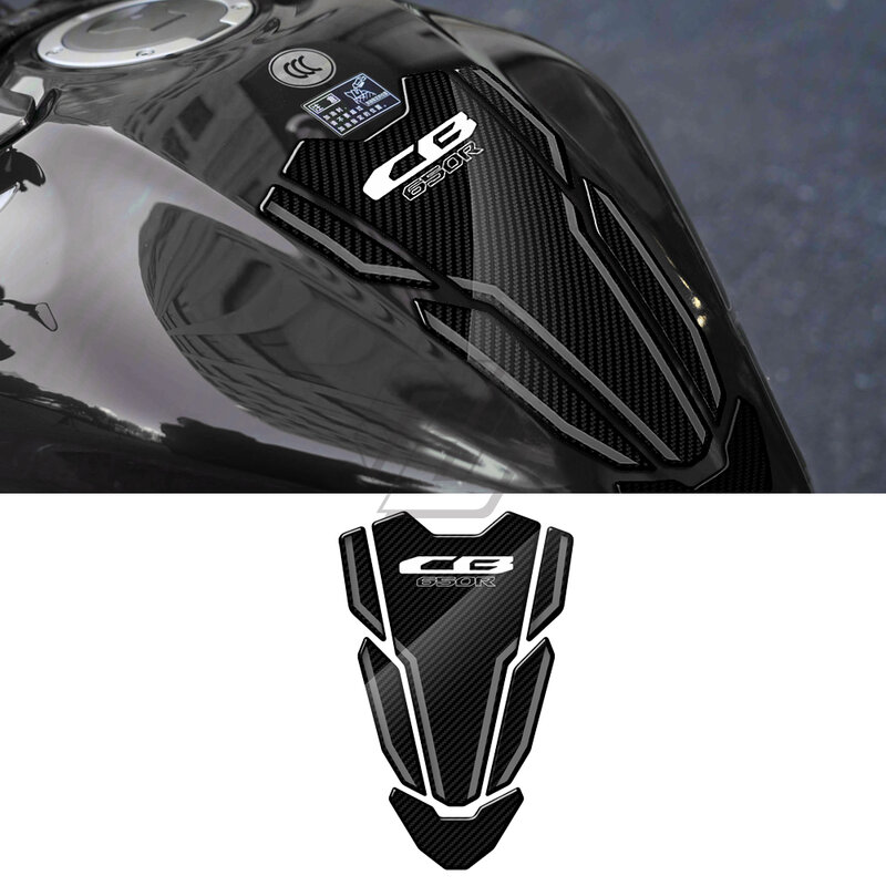 3D Carbon-look Motorcycle Accessorie Triple Yoke Defender Sticker Tank Pad Decals for Honda CB650R 2021-2022