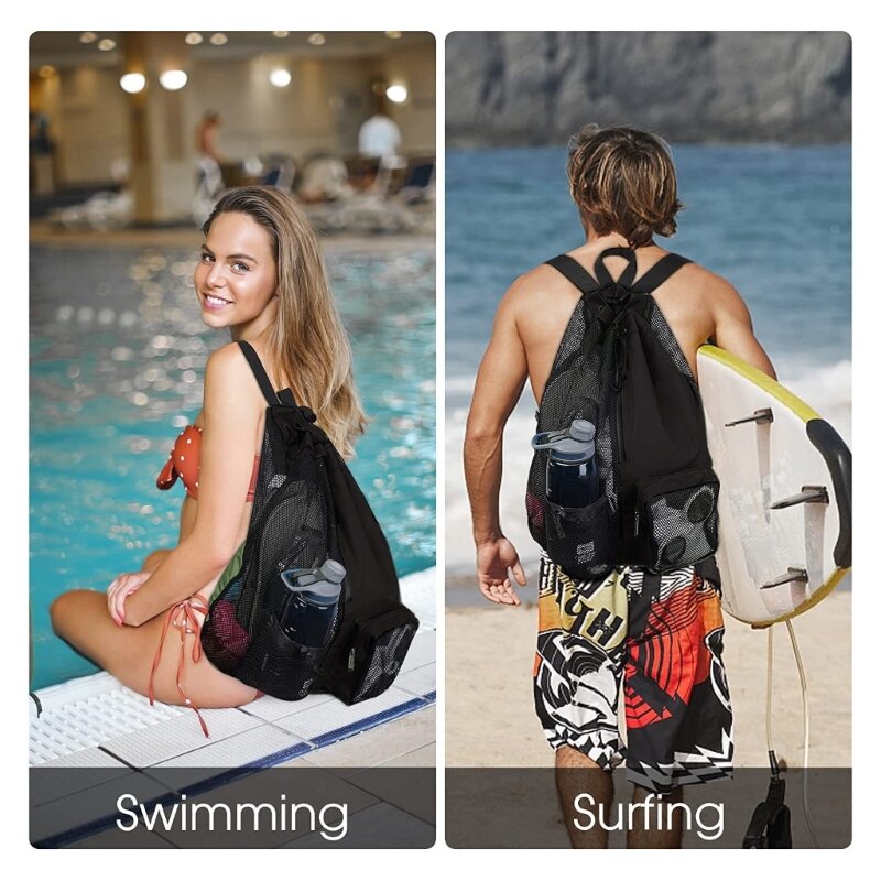 2024 New Swimming Equipment Mesh Bag Drawstring Swim Gym Pool Backpack Separated Waterproof Dry Compartments Bag Dry and Wet Bag
