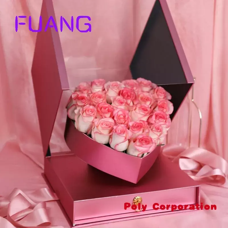 Benutzer definierte Luxus quadratische Acryl volle Fenster Blumen kasten in herzförmigen Rose Box Valentinstag Geschenk box Verpackungs box für kleine