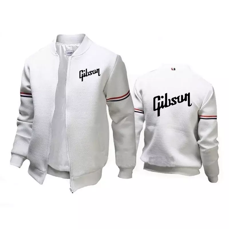 Jaket bisbol fashion musim semi musim gugur nyaman Gibson kaus ritsleting katun baru untuk pria mantel longgar Hip Hop pakaian jalanan