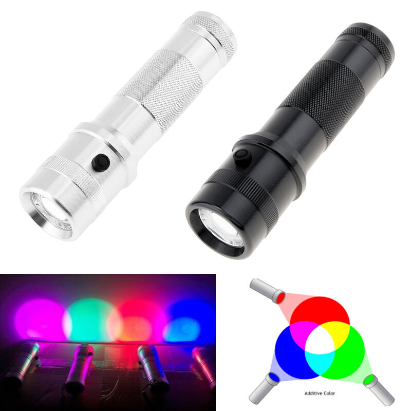 Linterna Edison que cambia de Color, luz de largo alcance, modo único, Multicolor, Arco Iris, 10 colores, 3W, RGB